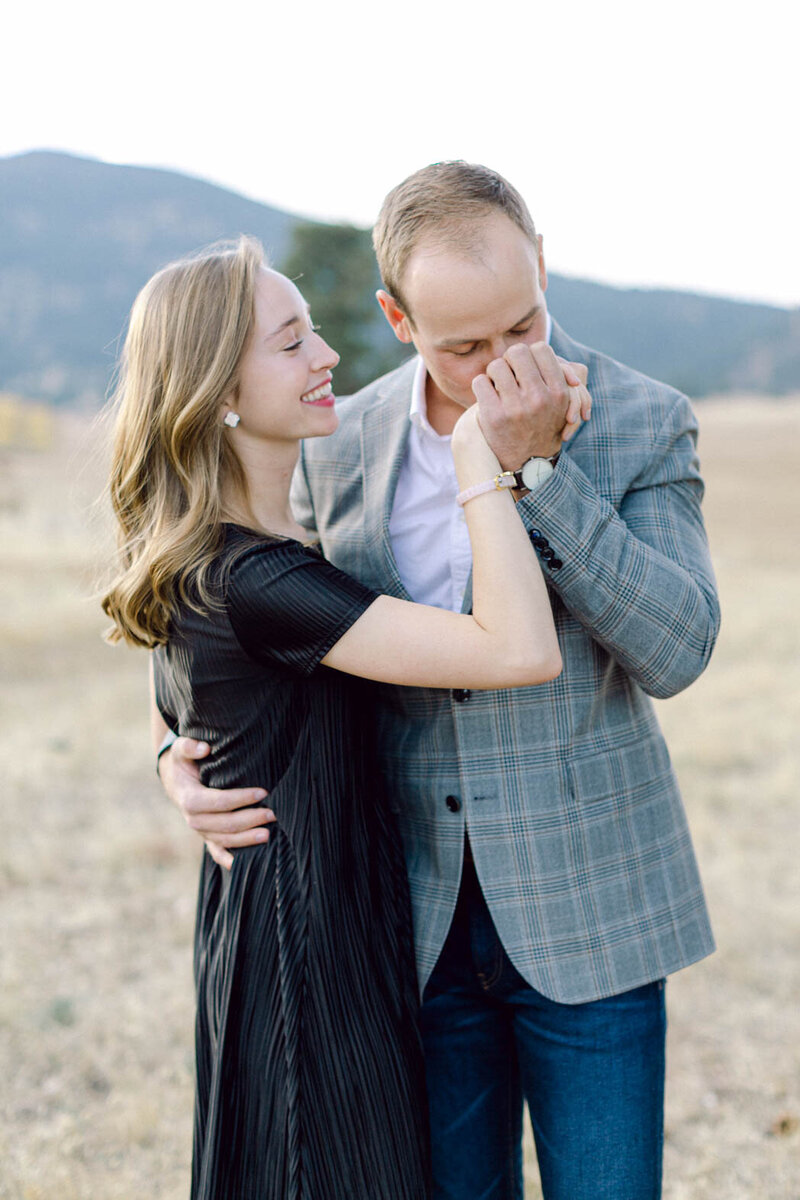 Colorado couple engagement session with best luxury wedding photographer