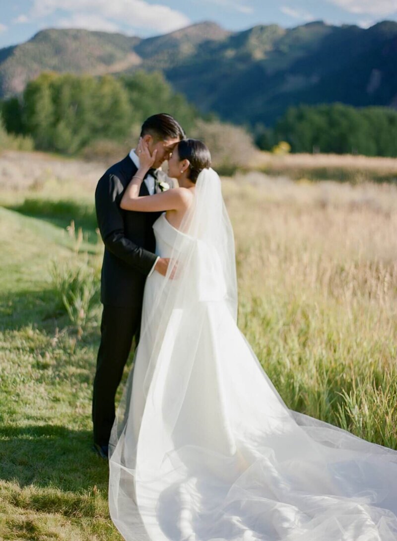 bride and groom wedding portrait in the Colorado mountains