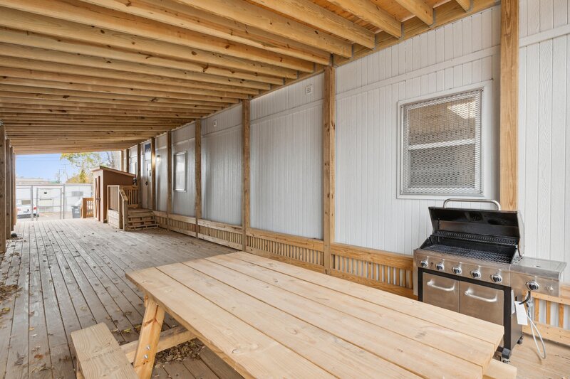 Temporary break room for construction company