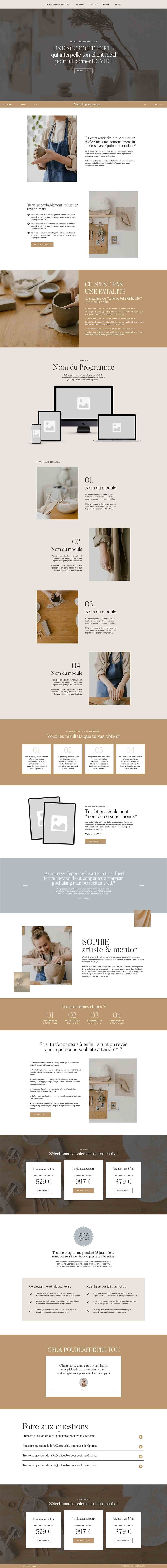 Capture d'écran du template de site Internet Showit Ash