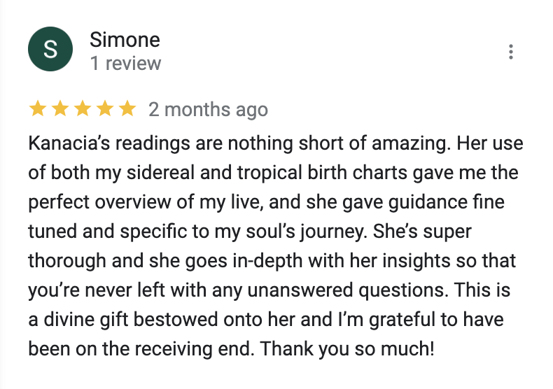 Kanacia James at Solstar Blueprint  Astrology Reading Review  by Simone