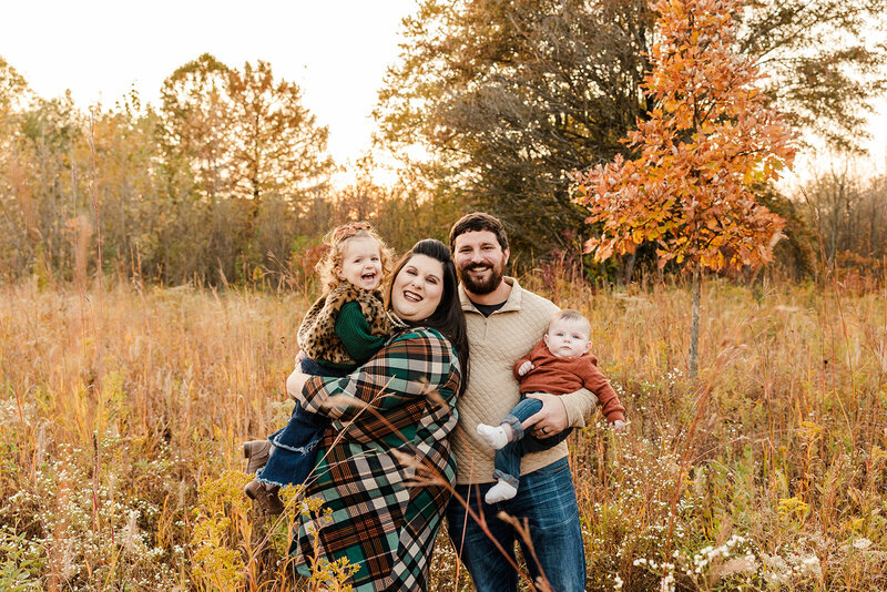 Fall family portrait with two children