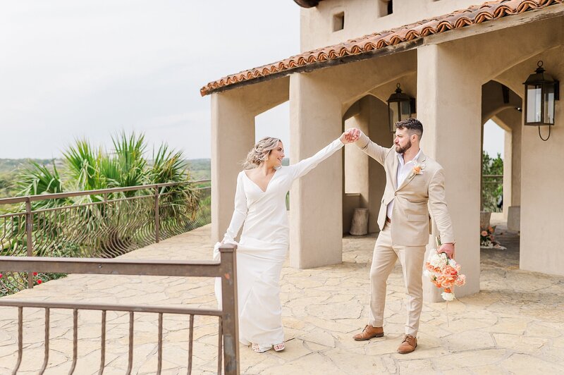Couple dancing after eloping at Chapel Dulcinea photographed by Austin TX based wedding photographer Lydia Teague