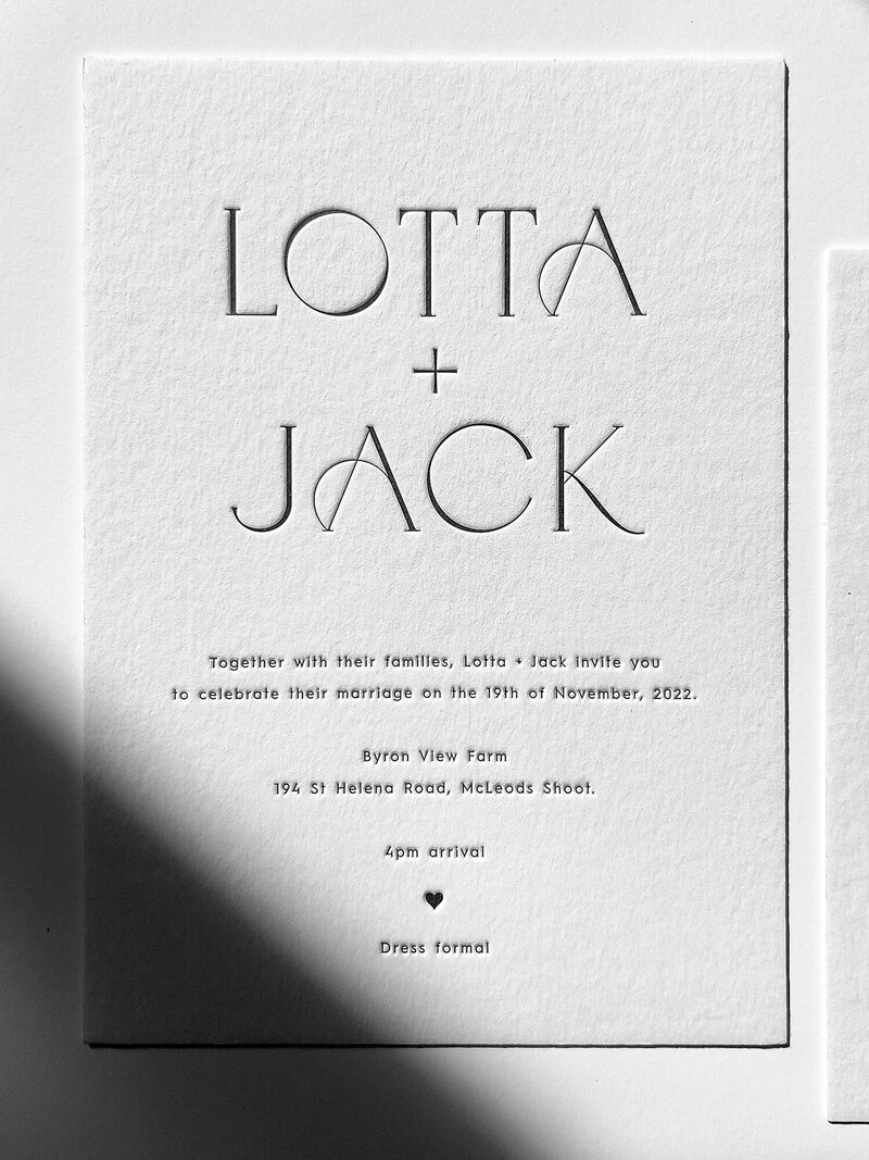 luxury designed and letterpress printed fresh and clean wedding invitation suite Sienna