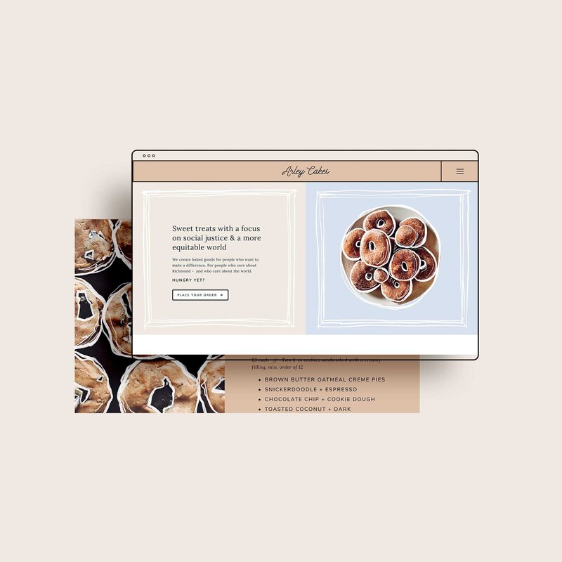 Warm, personable Squarespace website design for bakery in Richmond, Virginia