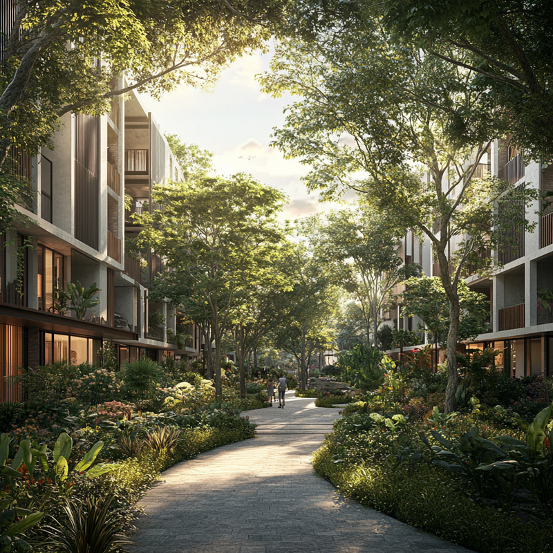 appartement park groen bomen