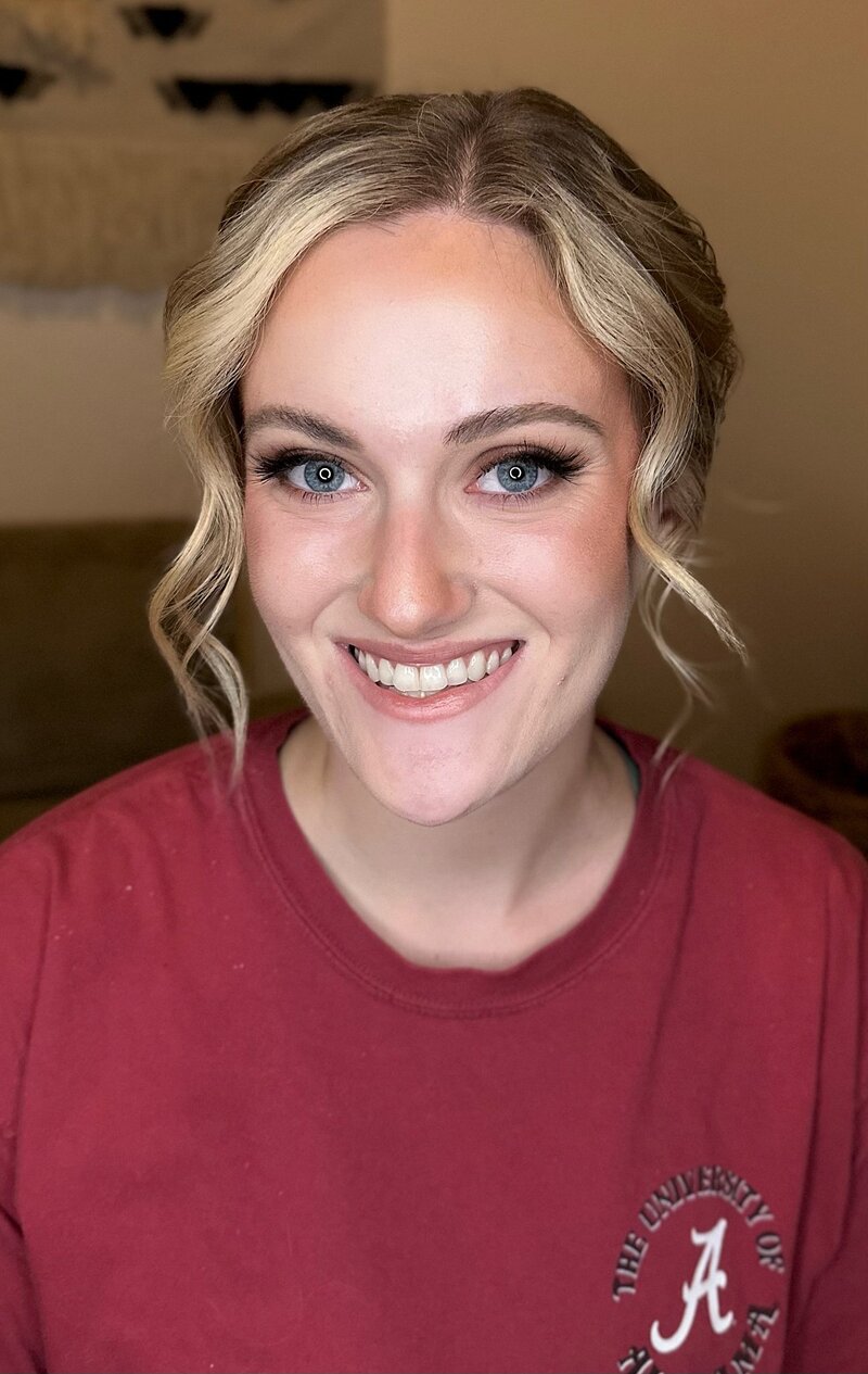 Photo of bride after her hair and makeup is done