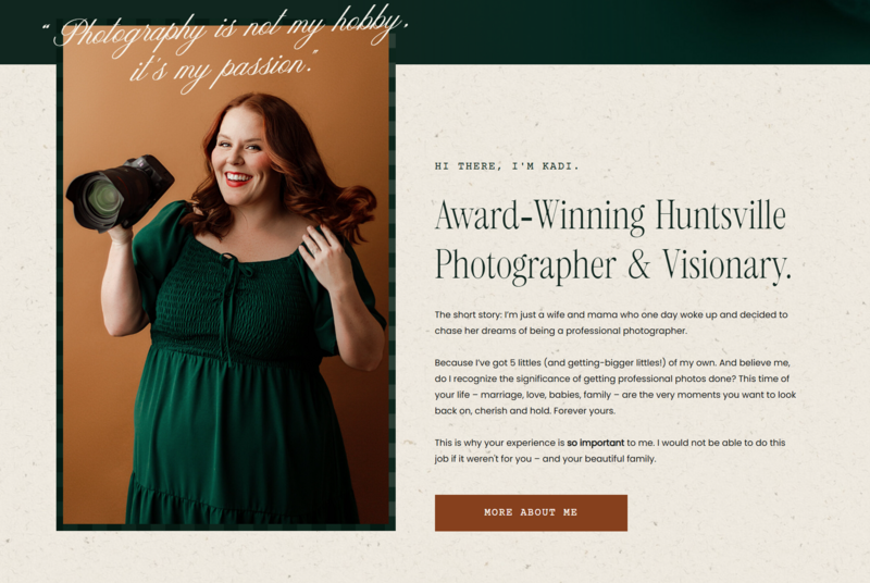 Website copy for a wedding photographer