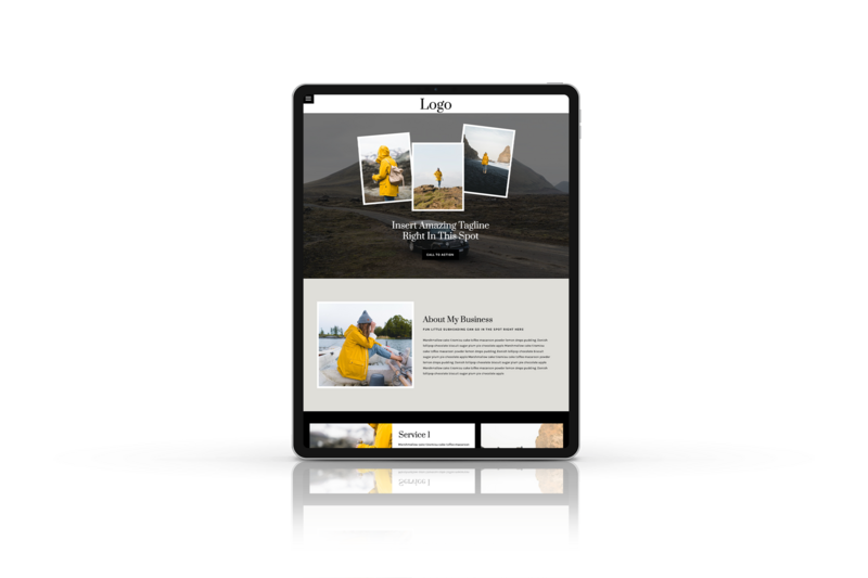 Ipad mockup of a one page showit template.