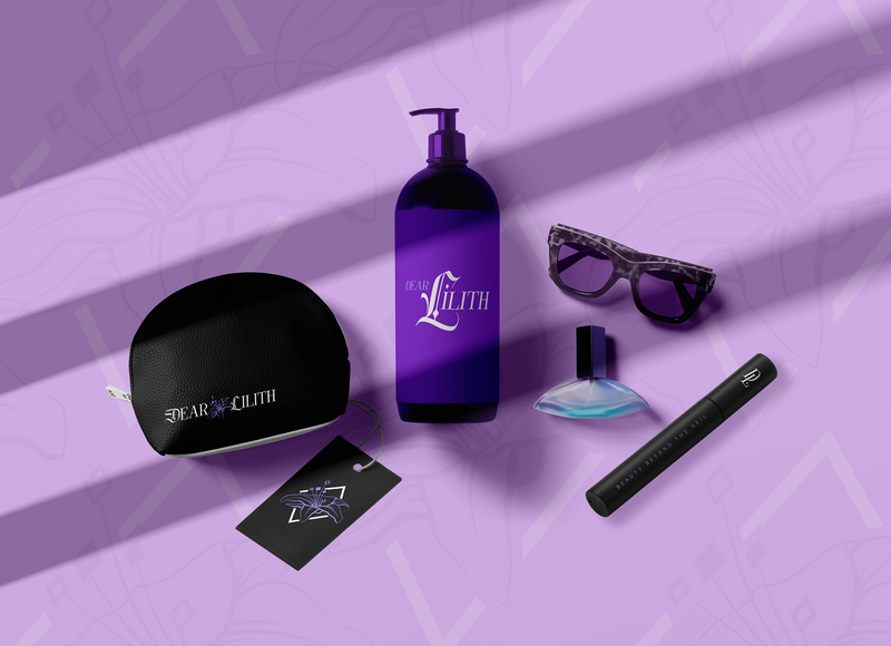 Gothic Makeup Brand Purple Bottle Bag Sunglasses Eyeliner