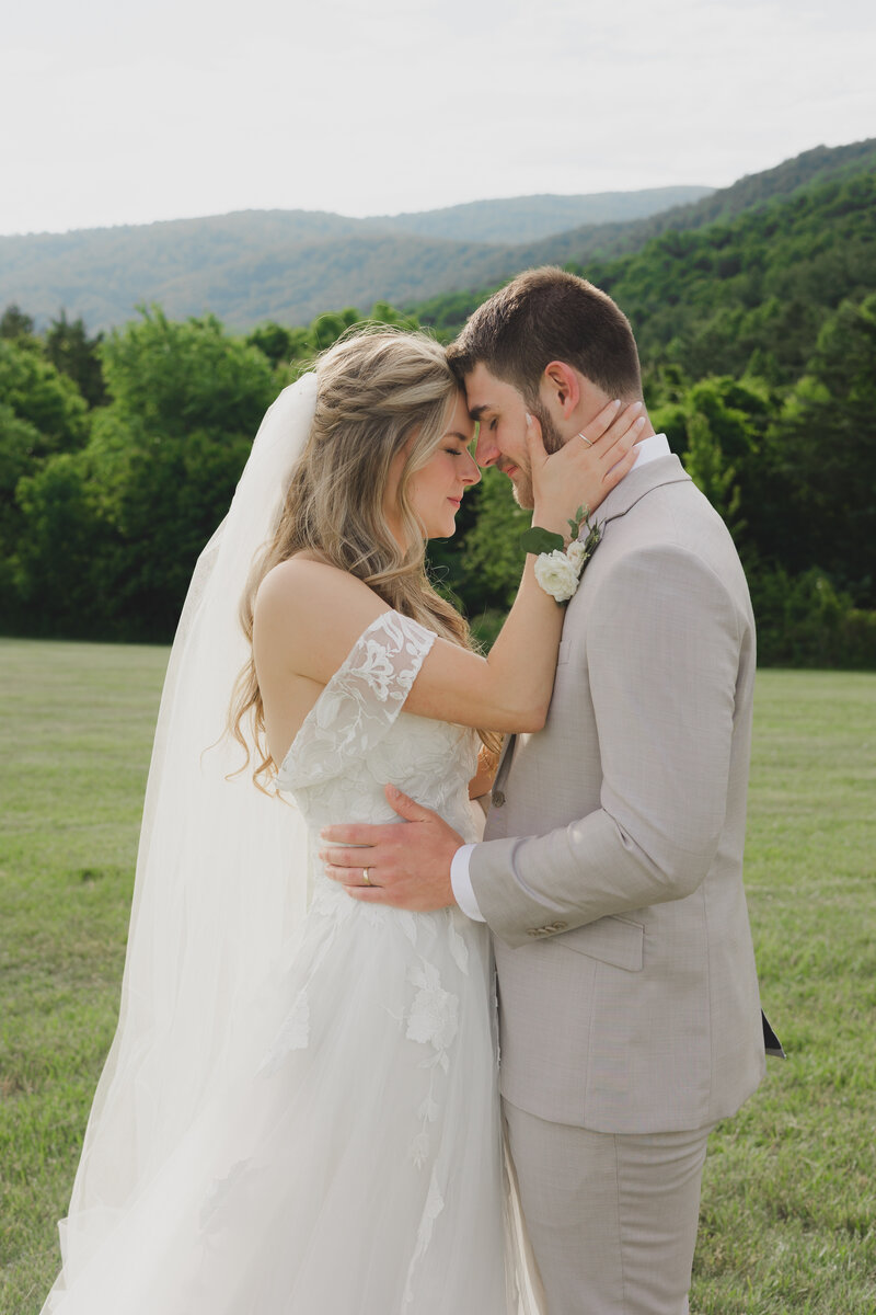Bride and groom walk up memorial steps at their DC wedding