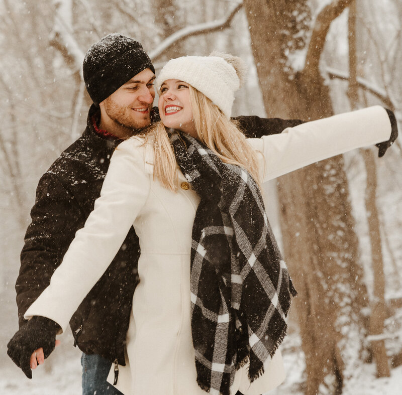 Snowy Valley Forge engagement session