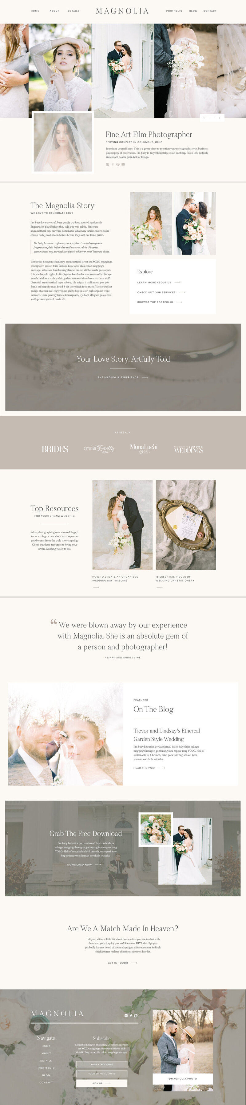 Magnolia Showit Template for wedding pros