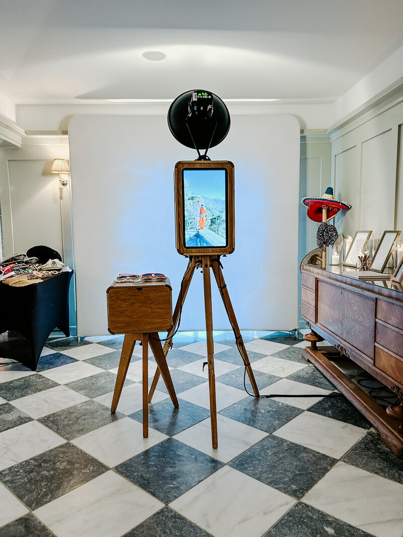 Mad Hat Photo Booth rental setup for weddings or corporate events, with premium features, for luxury events at Kin House venue
