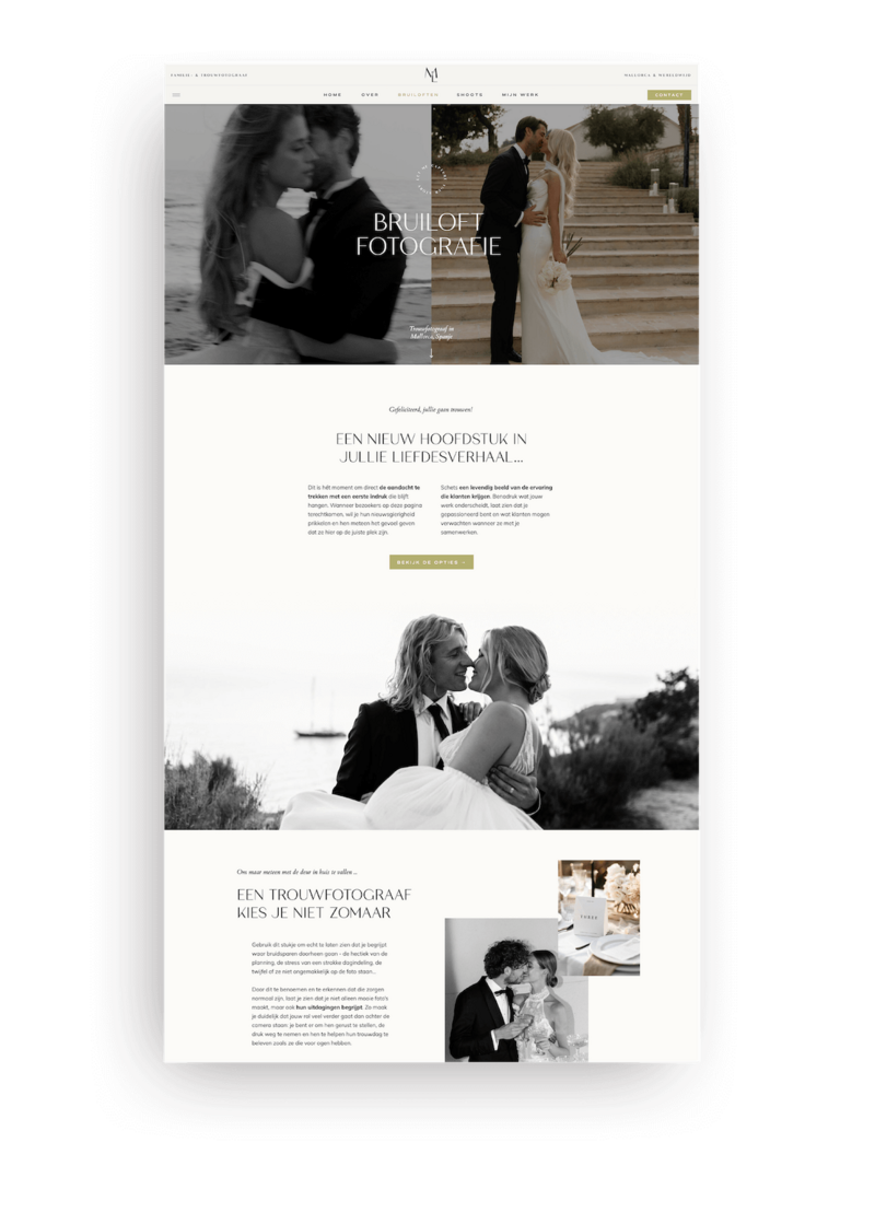 Showit website template voor trouwfotografen