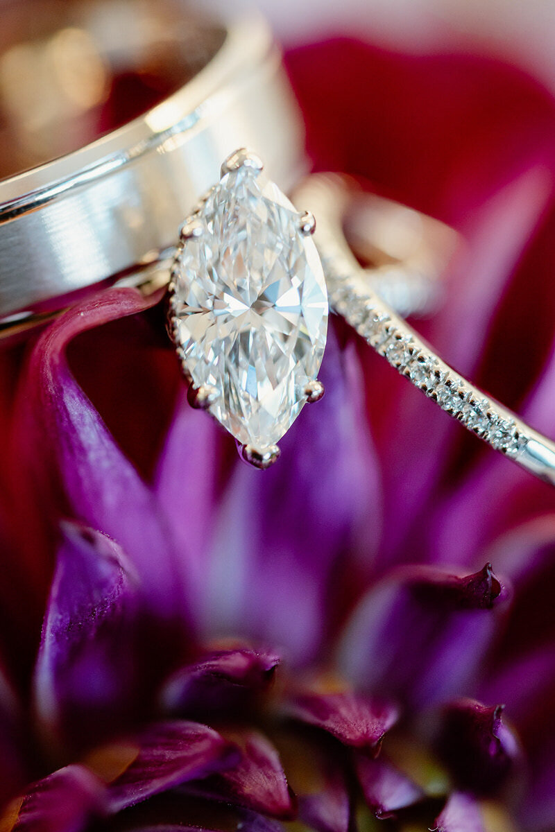 marquis diamond wedding macro shot