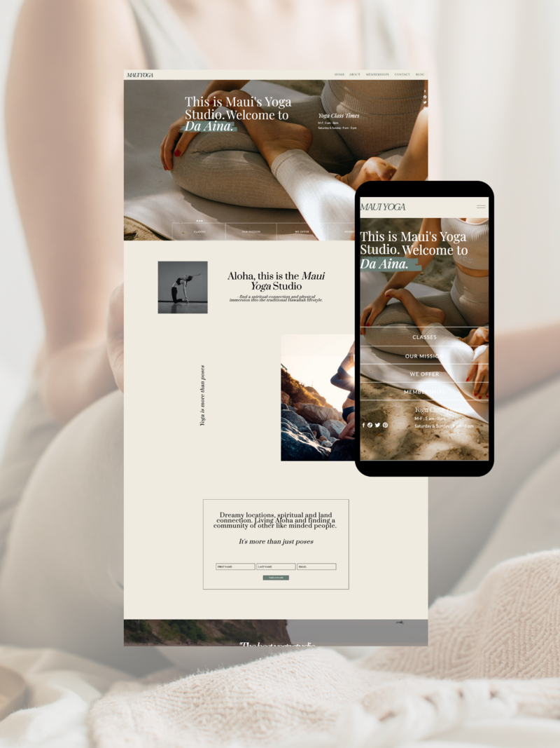 a mobile and desktop design for a yoga studio