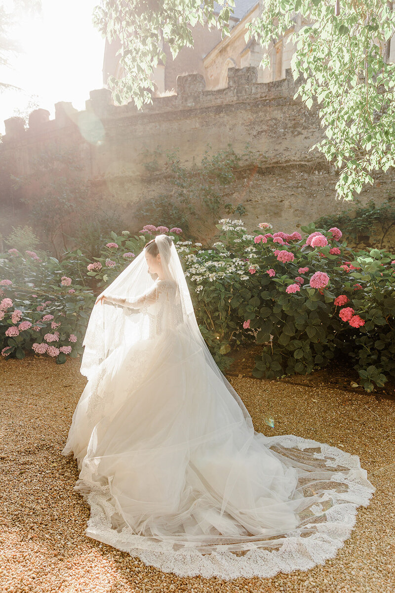 Fine art elopement photography in the Loire Valley, France — golden evening light and timeless romance