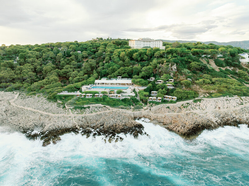 Aerial view on the sea (stormy day) with good light, view on Four Seasons St Jean Cap Ferrat