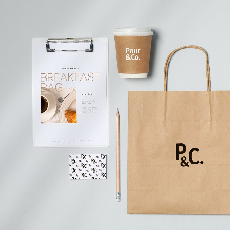 Clean and minimalist branding for a coffee shop