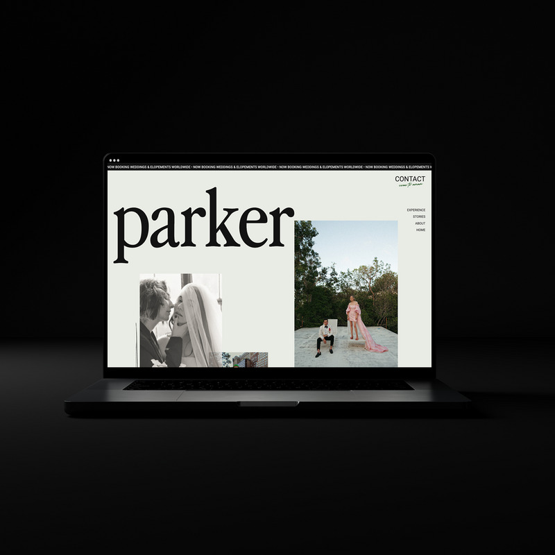 parker website mockup on laptop