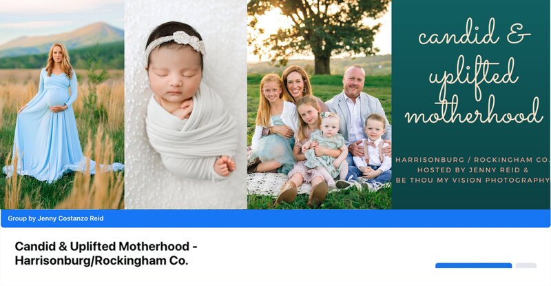 Screenshot of Facebook group for Candid & Uplifted Motherhood in Harrisonburg and Rockingham County
