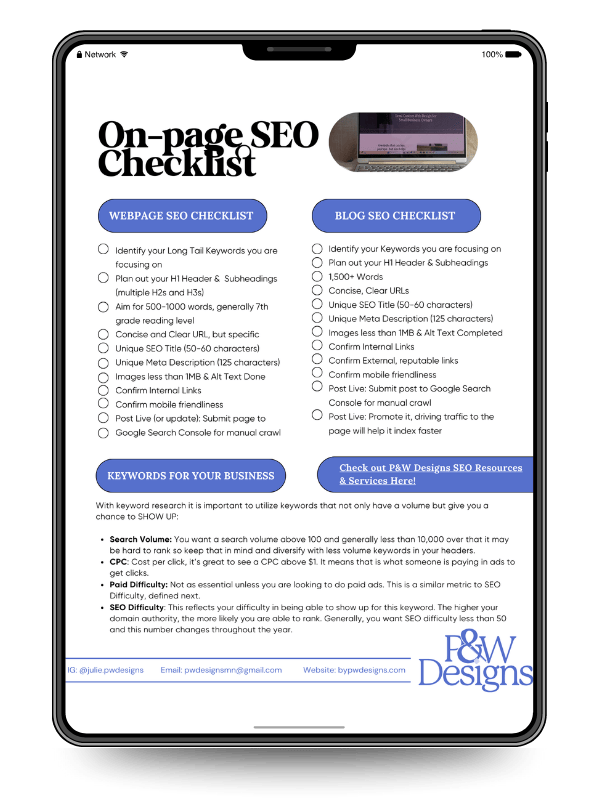 ipad of on page seo checklist