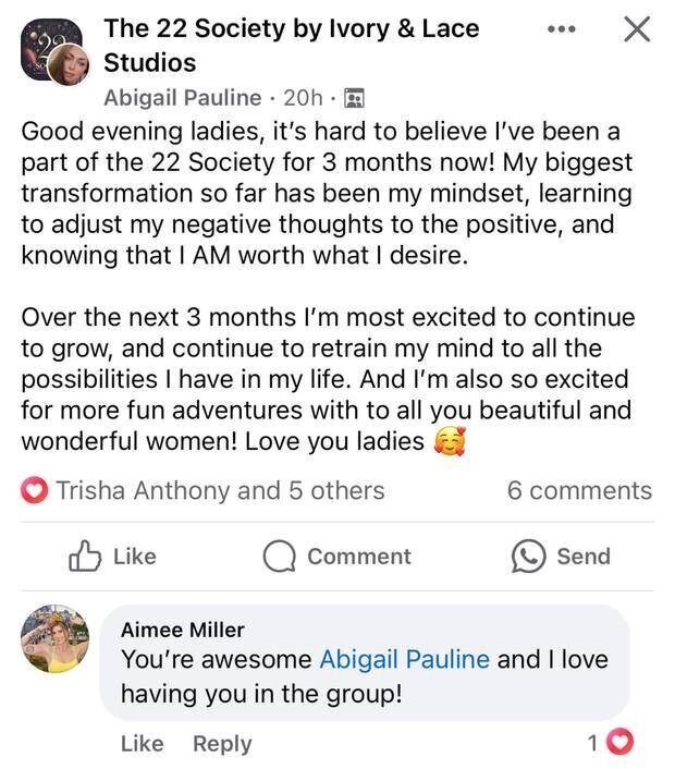 Member post about three months in the 22 Society and a mindset shift