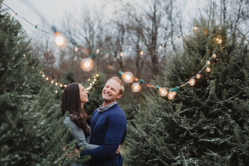 couple with christmas lights