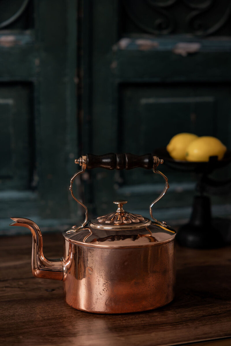 Antique English Tea Kettle W_ Embossed Lid C. 1880 1