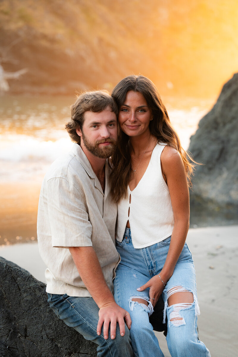 Couple at Sunset at California Beach. 