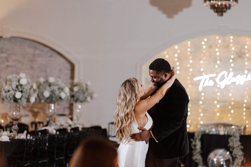 wedding dance at St. Louis venue with modern brick and unique historic design