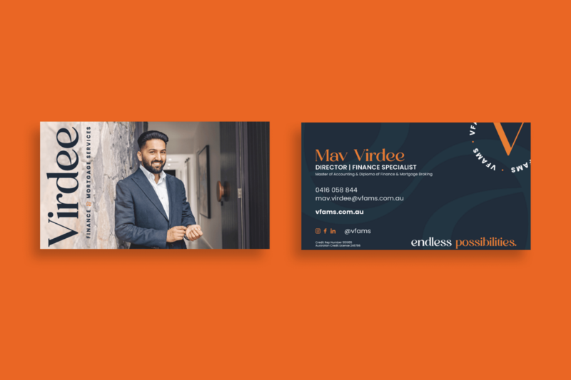 Business Card Mockup for Virdee Finance and Mortgage Services branding created by Leithal and Co