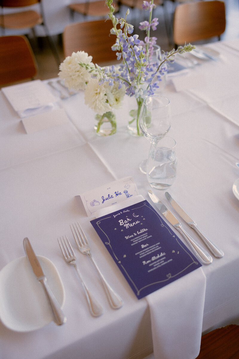 Reception Table Set-up at Butler Lane