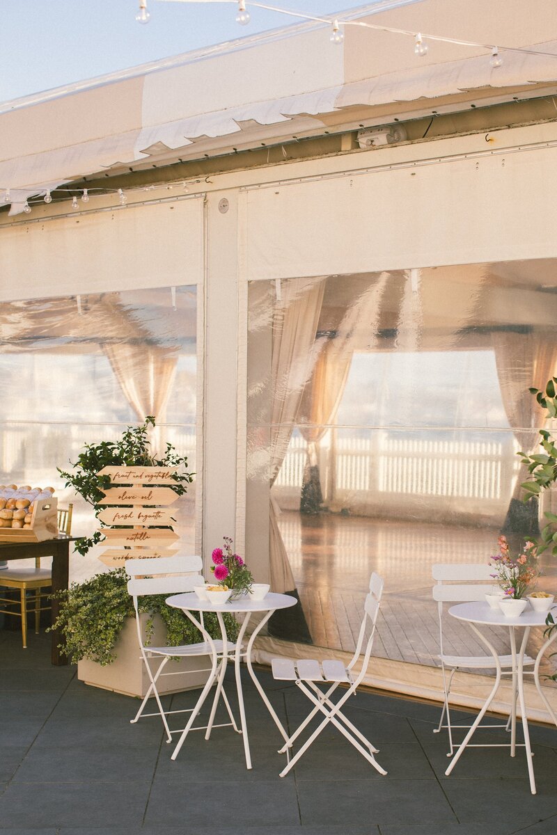 Bistro chairs and table for guest seating