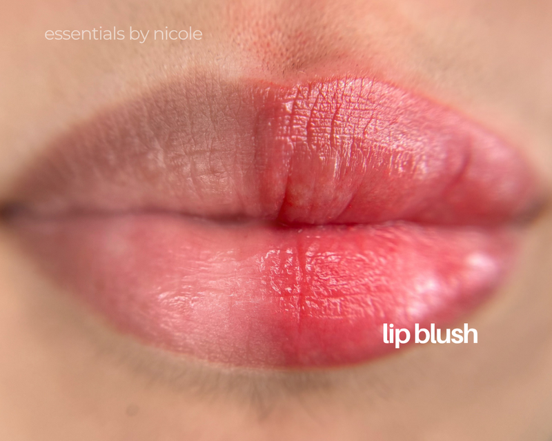 Natural-looking lip blush before and after on client with uneven pigmentation
