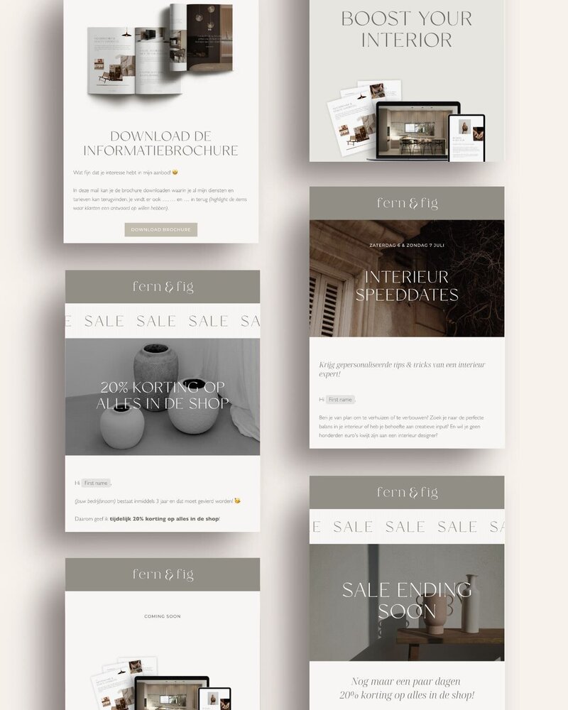 Flodesk email templates voor interieurontwerper