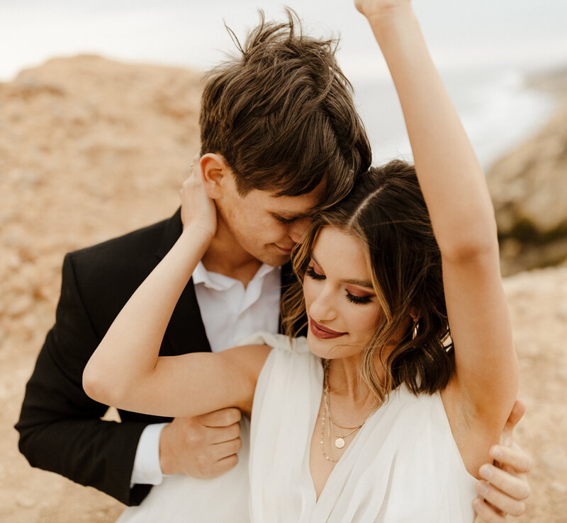 bride and groom at Malibu elopement