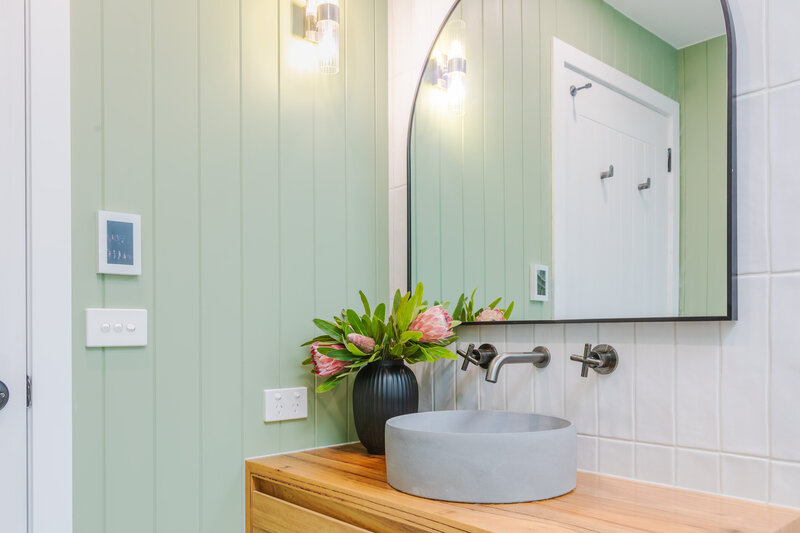 Elegantly styled new bathroom in custom built home by WBK building