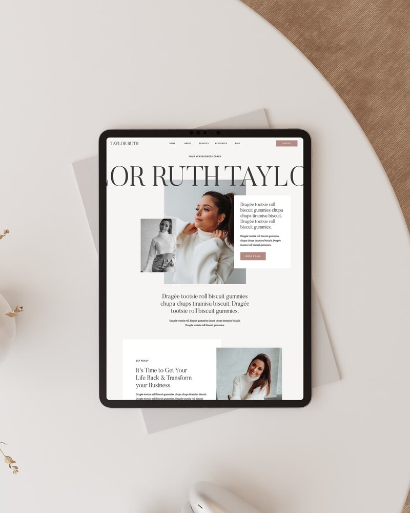 Taylor Showit Website ipad mockup pageparadise