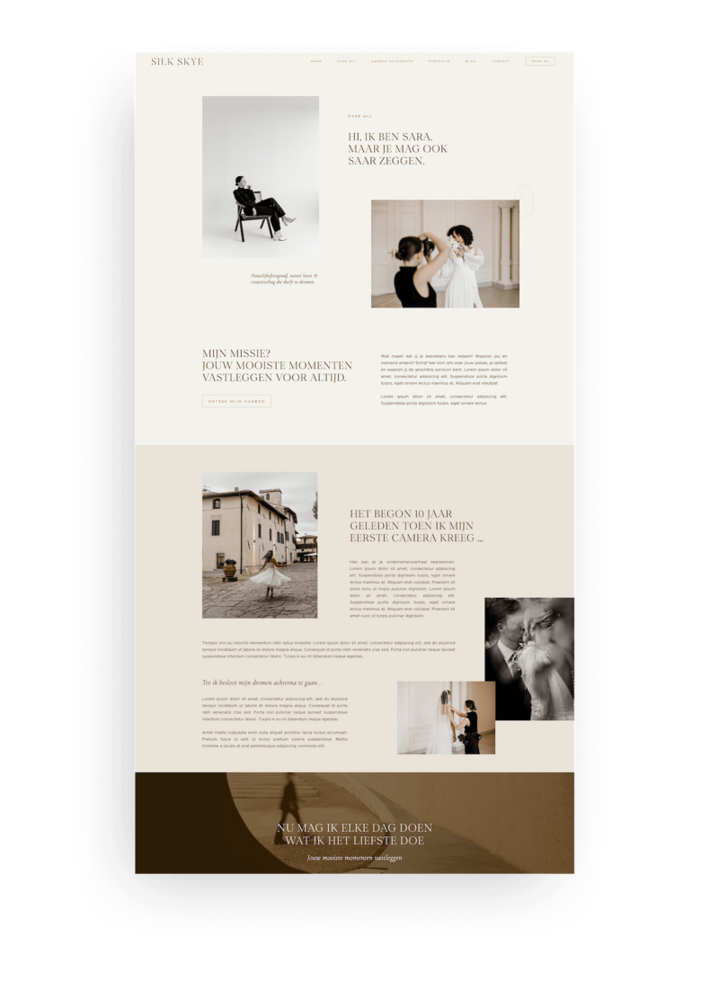 Elegante Showit website template voor fotografen