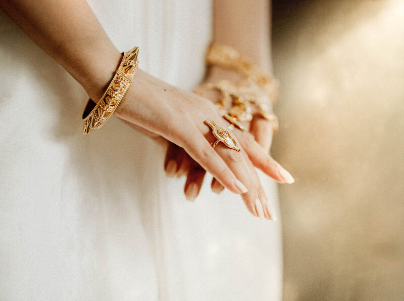 bride's hands and jewellery