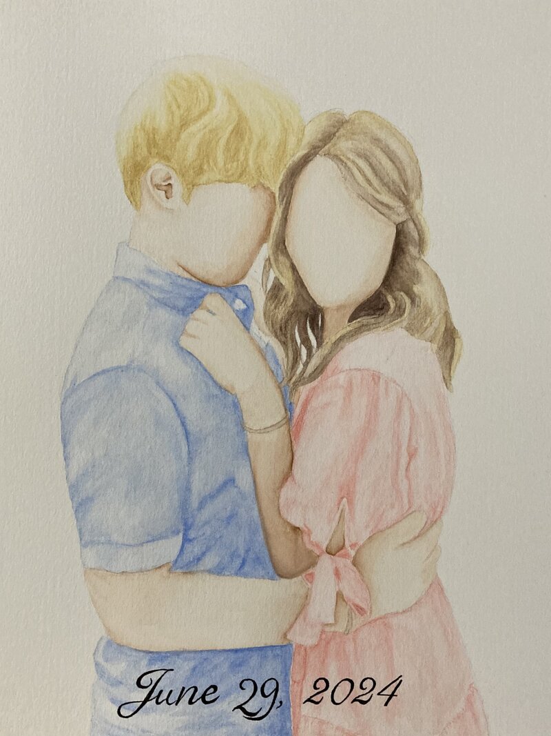 Watercolor engagement portrait