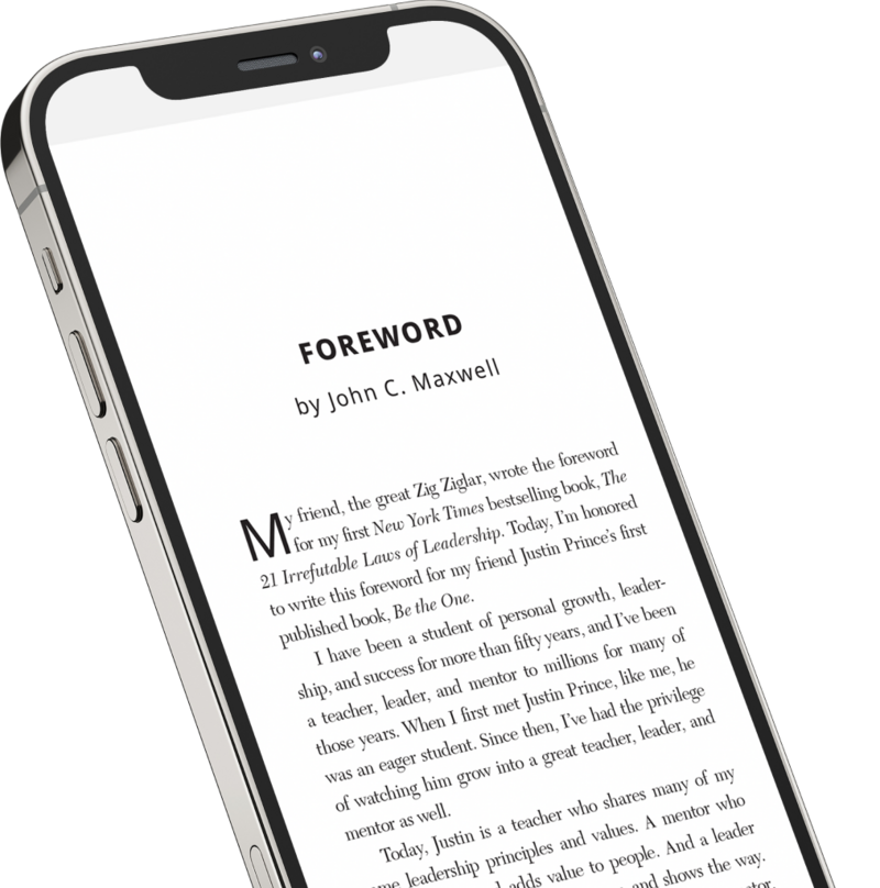 iPhone with the book Forward on the screen