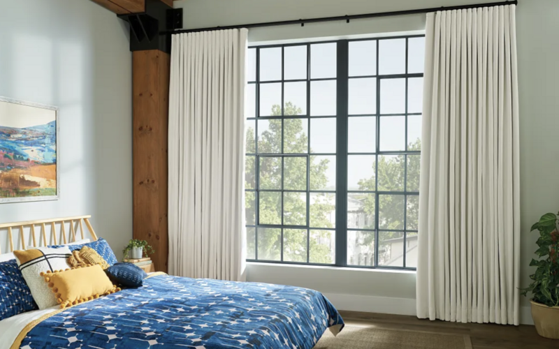 White indoor custom drapes