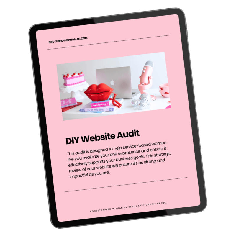 An ipad picturing the Bootstrapped Woman DIY Website Audit freebie.