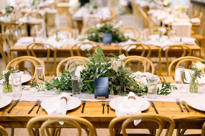 reception tables and centerpiece placement