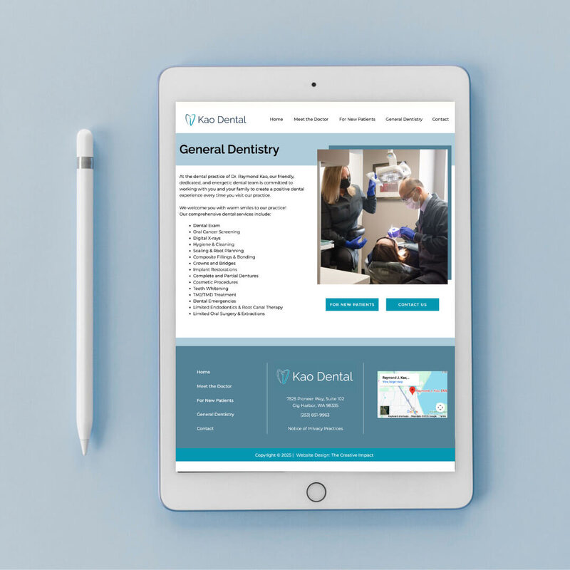 ipad mockup of the "Meet the Team" page of The Healing Den