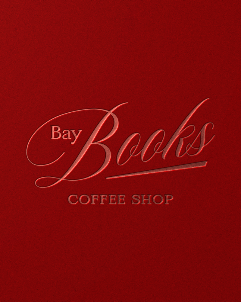 Classic and elevated coffee shop logo design on royal red background