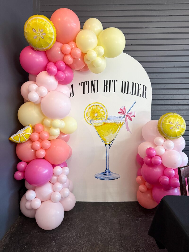 cute adult birthday party themes martini - bright pink balloons